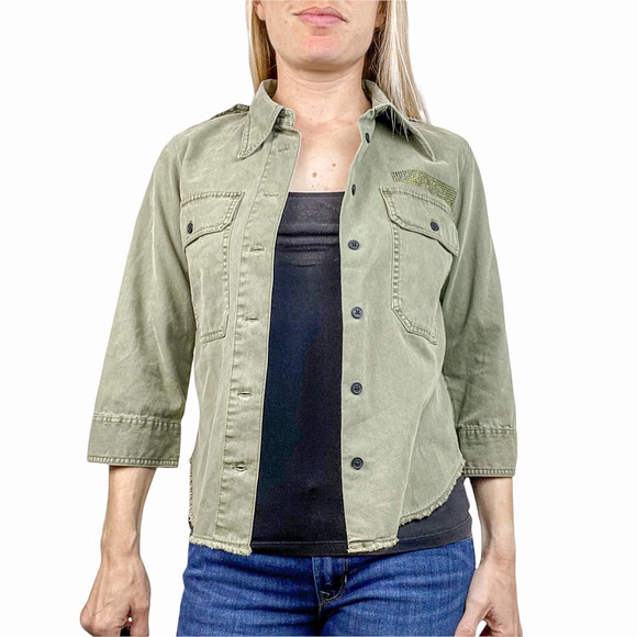 Zadig and Voltaire Toast Mili Green Military Shacket Shirt Size XS - Picture 3 of 14